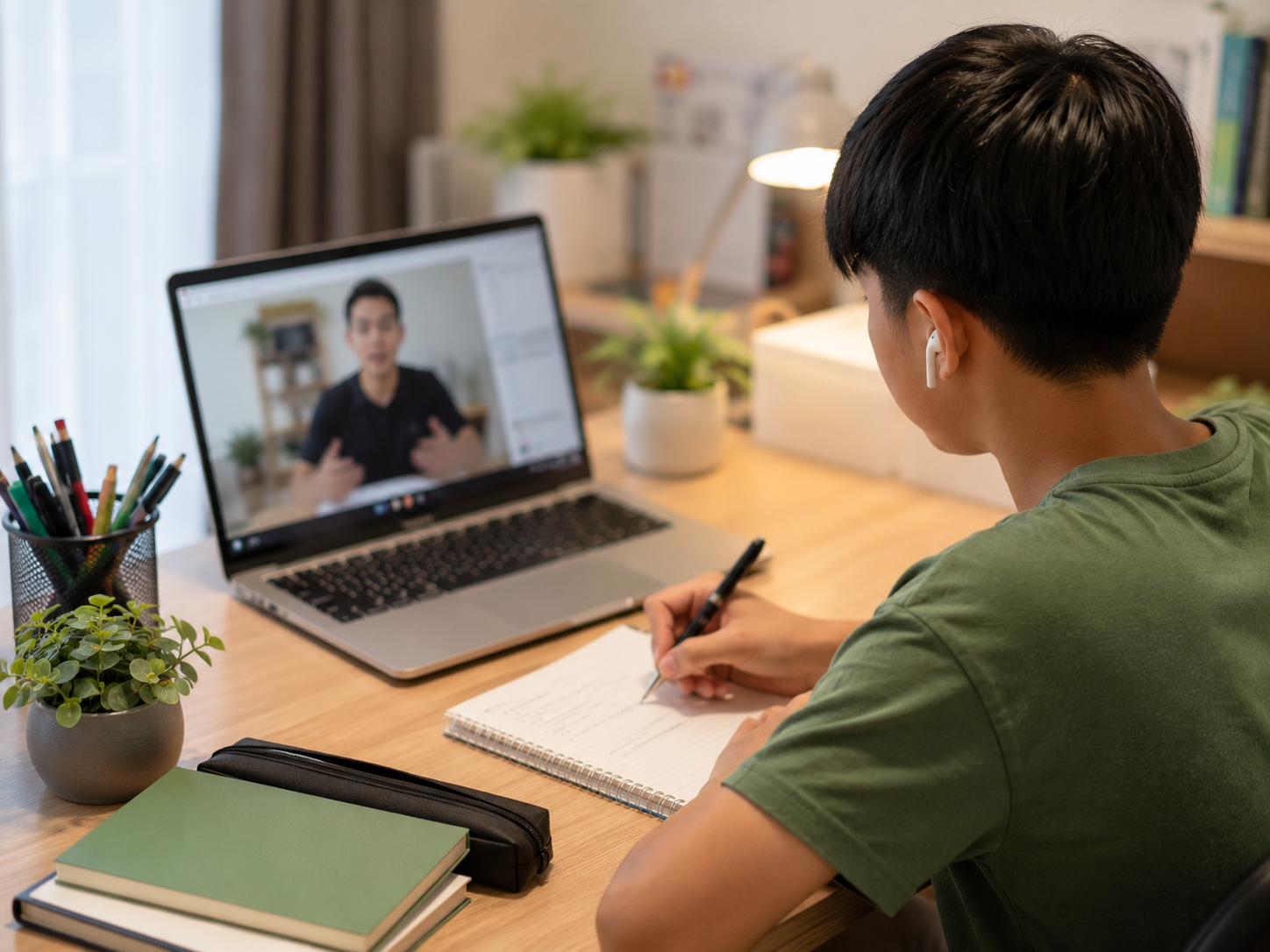 Student attending online tuition with a private tutor in Singapore
