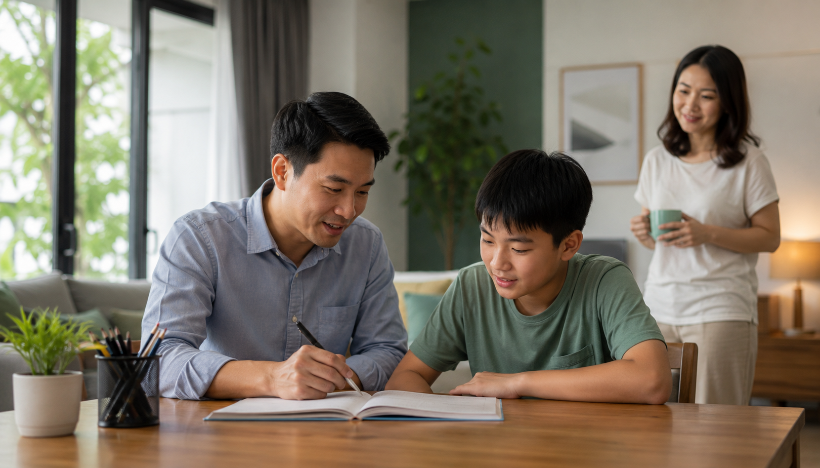 Home tutor helping a student with tuition in Singapore
