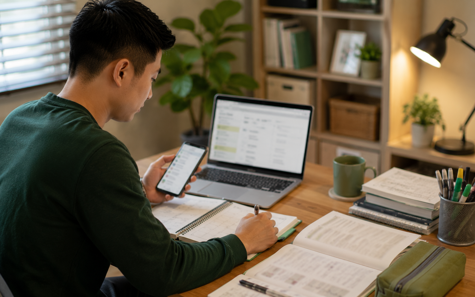Tutor reviewing tuition assignments in Singapore